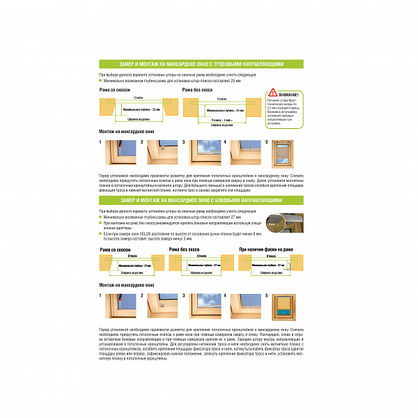 Схема замера и монтажа штор плиссе на мансардное окно 